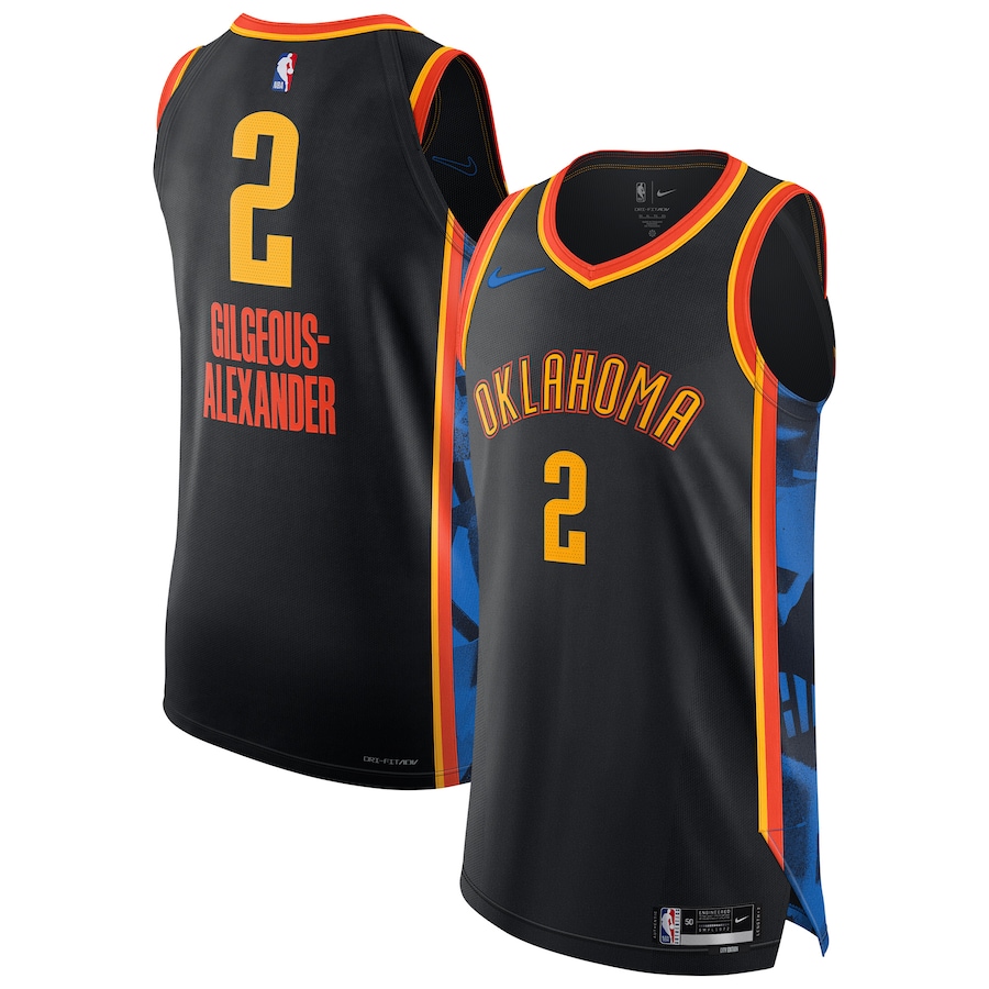 Men Oklahoma City Thunder #2 Shai Gilgeous-Alexander Nike Black City Edition 2024-25 Authentic Player NBA Jersey->youth nba jersey->Youth Jersey